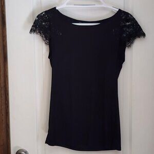 WHBM Black Sequin tee